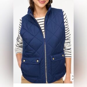 J. Crew Factory Quilted Puffer Navy Blue Vest Size XXL